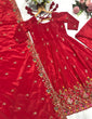 Load image into Gallery viewer, Red Designer Heavy Embroidered Gown Palazzo Set