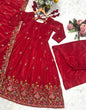 Load image into Gallery viewer, Red Designer Heavy Embroidered Gown Palazzo Set