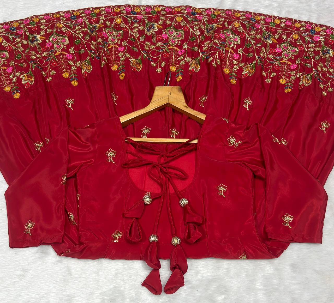 Red Designer Heavy Embroidered Gown Palazzo Set