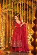 Load image into Gallery viewer, Red Designer Heavy Embroidered Gown Palazzo Set