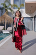 Load image into Gallery viewer, Red Designer Ice Velvet Embroidered Pant Set with Sequins Dupatta Clothsvilla