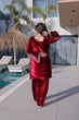 Load image into Gallery viewer, Red Designer Ice Velvet Embroidered Pant Set with Sequins Dupatta Clothsvilla