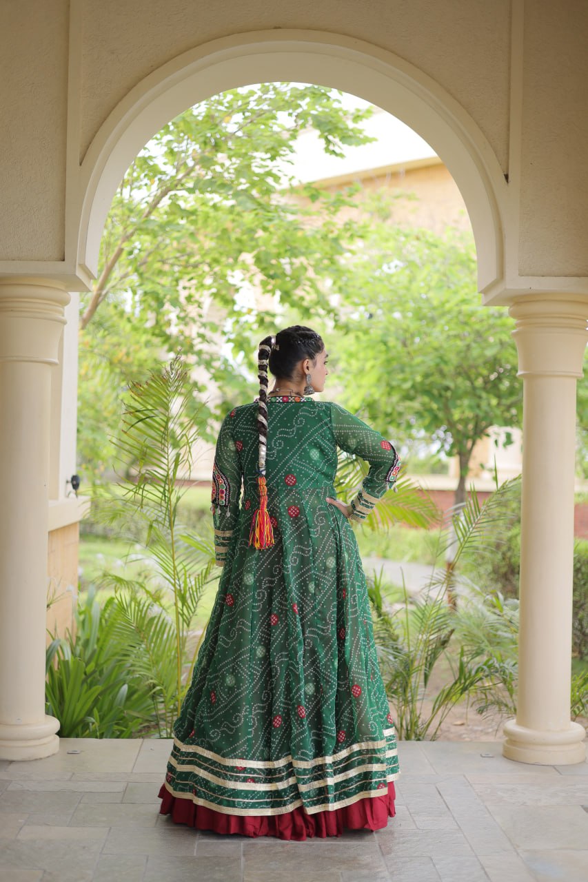 Red Designer Lehenga With Bandhani Shrug ClothsVilla