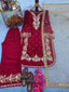 Red Designer Party Wear Chinon Silk Plazzo Set – Exquisite Embroidery & Handwork ClothsVilla
