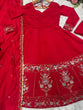 Load image into Gallery viewer, Red Designer Roman Silk Anarkali Suit Set with Heavy Multi Embroidery &amp; Sequin Work ClothsVilla