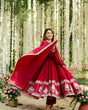 Load image into Gallery viewer, Red Designer Roman Silk Anarkali Suit Set with Heavy Multi Embroidery &amp; Sequin Work ClothsVilla
