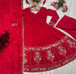 Load image into Gallery viewer, Red Designer Roman Silk Anarkali Suit Set with Heavy Multi Embroidery &amp; Sequin Work ClothsVilla