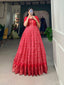 Red Dola Silk Printed Gown - Embrace Elegance and Comfort ClothsVilla