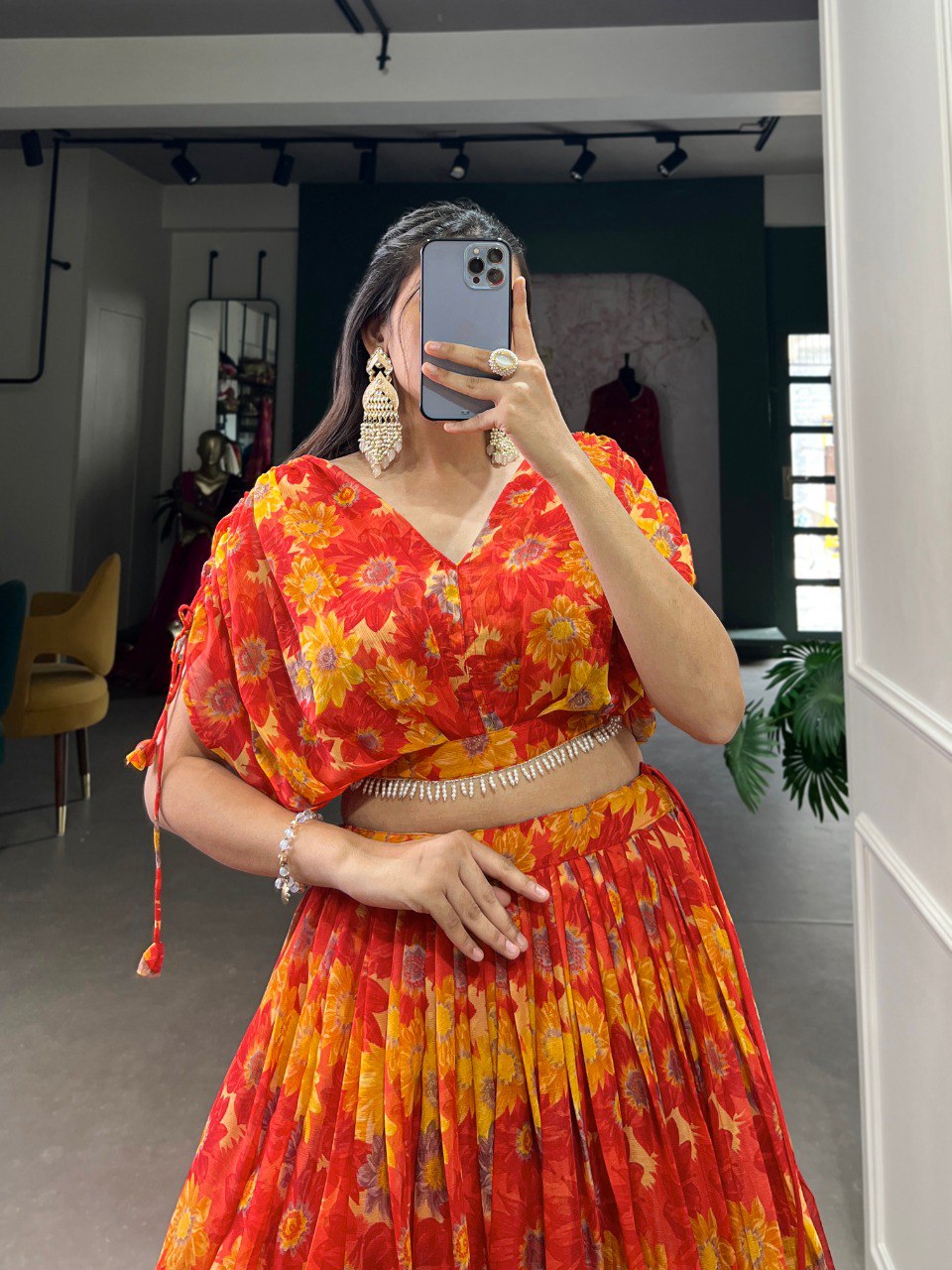 Red Effortless Elegance Chiffon Floral Print Co-ord Set ClothsVilla