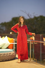 Load image into Gallery viewer, Red Elegance: Maslin Kurta Set with Heavy Digital Print ClothsVilla