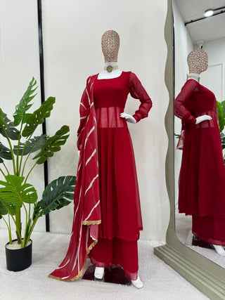 Red Elegant Anarkali Gown Set ClothsVilla