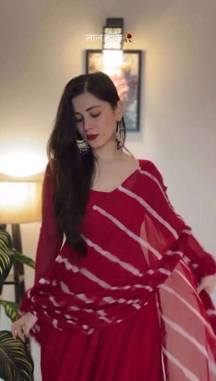 Red Elegant Anarkali Gown Set ClothsVilla