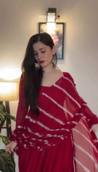 Red Elegant Anarkali Gown Set ClothsVilla