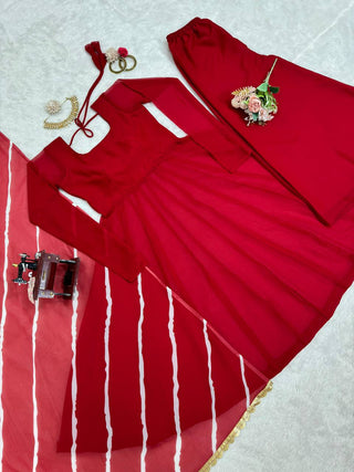 Red Elegant Anarkali Gown Set ClothsVilla