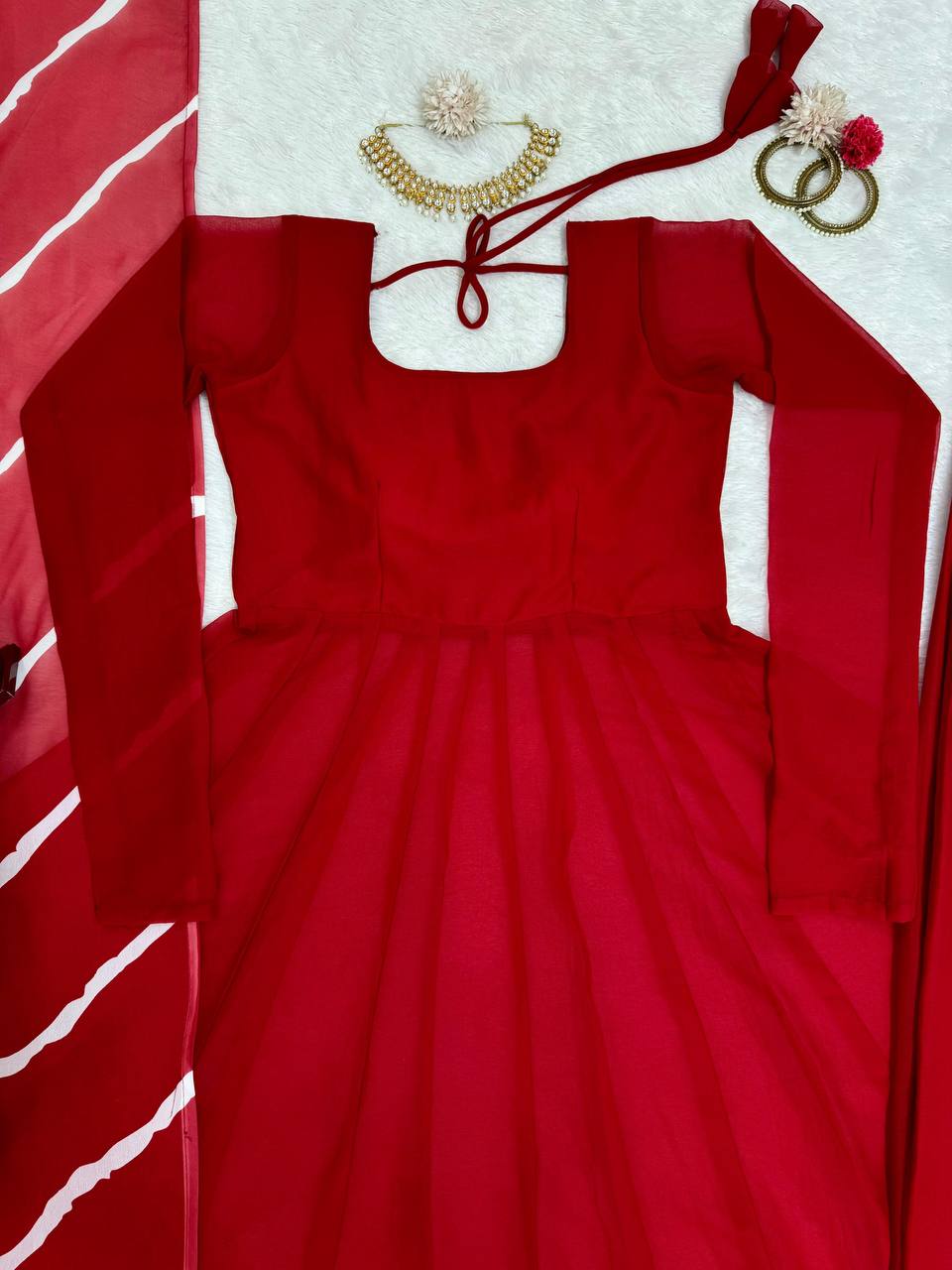 Red Elegant Anarkali Gown Set ClothsVilla