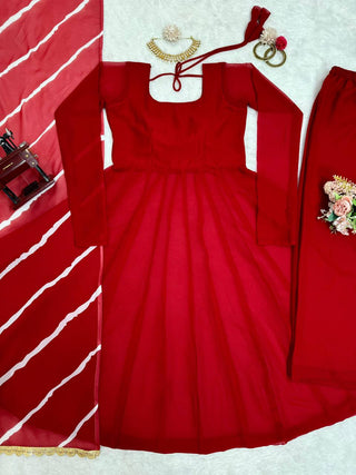 Red Elegant Anarkali Gown Set ClothsVilla