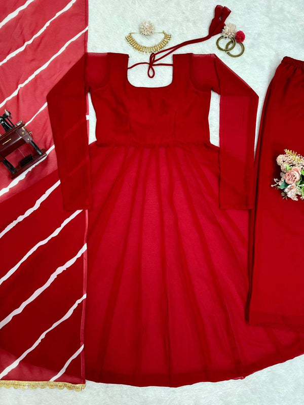 Red Elegant Anarkali Gown Set ClothsVilla