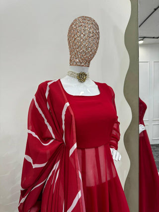 Red Elegant Anarkali Gown Set ClothsVilla