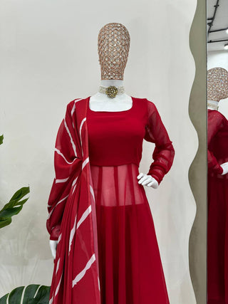 Red Elegant Anarkali Gown Set ClothsVilla