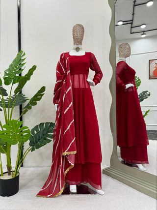 Red Elegant Anarkali Gown Set ClothsVilla