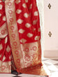 Load image into Gallery viewer, Red Elegant Banarasi Satin Saree with Unstitched Blouse Piece ClothsVilla