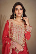 Load image into Gallery viewer, Red Elegant Chinon Embroidered Suit Set with Dupatta – Fully Stitched ClothsVilla