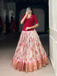 Load image into Gallery viewer, Red Elegant Dola Chex Floral Printed Lehenga with Zari Weaving and Sequined Banglory Blouse – Stitched Set ClothsVilla