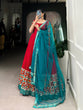 Load image into Gallery viewer, Red Elegant Dola Silk Flare Gown with Foil Print &amp; Lace Border Dupatta