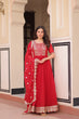 Load image into Gallery viewer, Red Elegant Faux Blooming Embroidered Gown Set with Designer Dupatta ClothsVilla