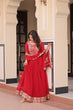 Load image into Gallery viewer, Red Elegant Faux Blooming Embroidered Gown Set with Designer Dupatta ClothsVilla