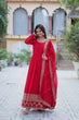 Load image into Gallery viewer, Red Elegant Faux Blooming Embroidered Gown with Dupatta