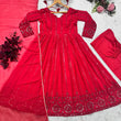 Load image into Gallery viewer, Red Elegant Faux Georgette Anarkali Suit Set with All-Over Embroidery ClothsVilla