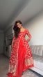 Load image into Gallery viewer, Red Elegant Faux Georgette Embroidered Suit with Micro Cotton Pant