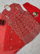 Load image into Gallery viewer, Red Elegant Faux Georgette Embroidered Suit with Micro Cotton Pant