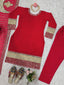 Red Elegant Faux Georgette Ensemble with Real Mirror Work