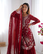 Load image into Gallery viewer, Red Elegant Faux Georgette Sharara Set ClothsVilla