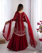 Load image into Gallery viewer, Red Elegant Faux Georgette Sharara Set ClothsVilla