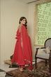 Load image into Gallery viewer, Red Elegant Georgette Anarkali Suit Set with Moti Work – 3-Piece Set Clothsvilla