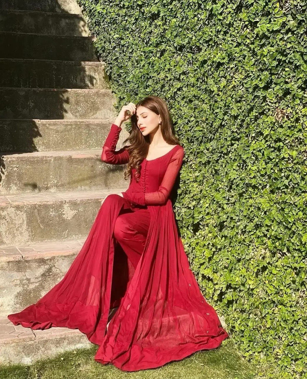 Red Elegant Georgette Silk Anarkali Suit with Modern Touch ELORIYA