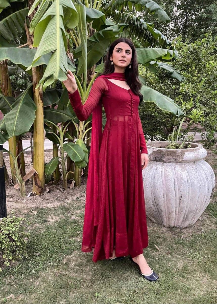 Red Elegant Georgette Silk Anarkali Suit with Modern Touch ELORIYA