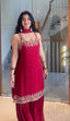 Red Elegant Heavy Faux Georgette Handworked Top with Palazzo & Dupatta Set ClothsVilla