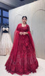 Load image into Gallery viewer, Red Elegant Net Lehenga Set with Intricate Thread, Dori, Sequins &amp; Beads Work ClothsVilla