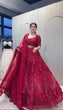Load image into Gallery viewer, Red Elegant Net Lehenga Set with Intricate Thread, Dori, Sequins &amp; Beads Work ClothsVilla