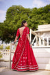 Load image into Gallery viewer, Red Elegant Pure Chanderi Bandhej Print Lehenga Set with Blouse &amp; Dupatta – Stitched with Canvas and Lace Detailing ClothsVilla