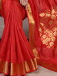 Load image into Gallery viewer, Red Elegant Raw Silk Saree with Zari Weaving Work ClothsVilla