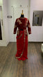 Load image into Gallery viewer, Red Elegant Ready-to-Wear Georgette Saree with Velvet Blouse - Sequins, Dori &amp; Zari Work  Product Description: ClothsVilla