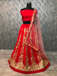 Load image into Gallery viewer, Red Elegant Tapeta Silk Lehenga Set ClothsVilla