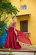 Load image into Gallery viewer, Red Elegant Vichitra Fabric Gown with Multi-Thread &amp; Zari Embroidery – 12 Kali Stitch, Full Sleeves ClothsVilla