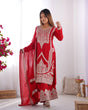 Load image into Gallery viewer, Red Elegant Vichitra Silk Embroidered Kurta Set ClothsVilla