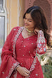 Load image into Gallery viewer, Red Elegant Viscose Cosmos Embroidered Anarkali Set with Dupatta ClothsVilla